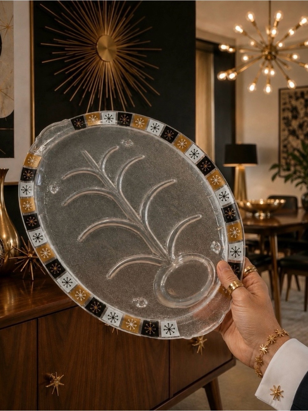 Mid-Century Modern 1950-60’s Original Vintage Atomic Starburst Fine Art Platter - Picture 8 of 16